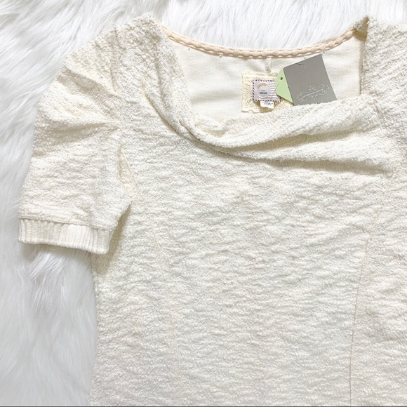 SOLD-NWT Anthropologie Nubby Knit Ruched Top - Picture 3 of 6